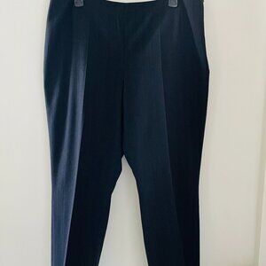 AKRIS PUNTO SIZE 14 STRIPE BLACK  WOOL SIDE ZIP STRAIGHT LEG TROUSER PANTS